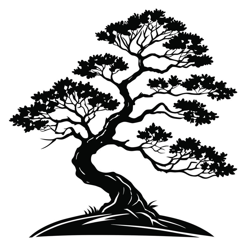 Bonsai Tree Black And White vector