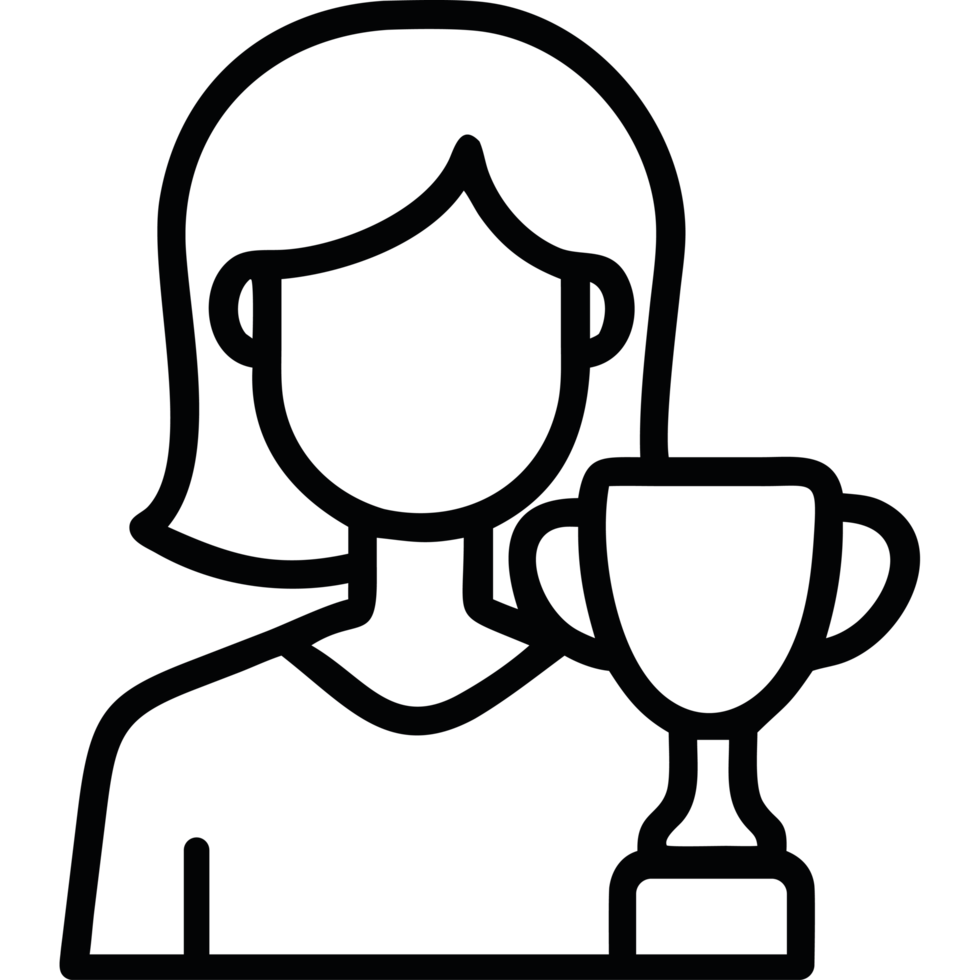 Business Woman Icon Trophy Achievement Success Outline png
