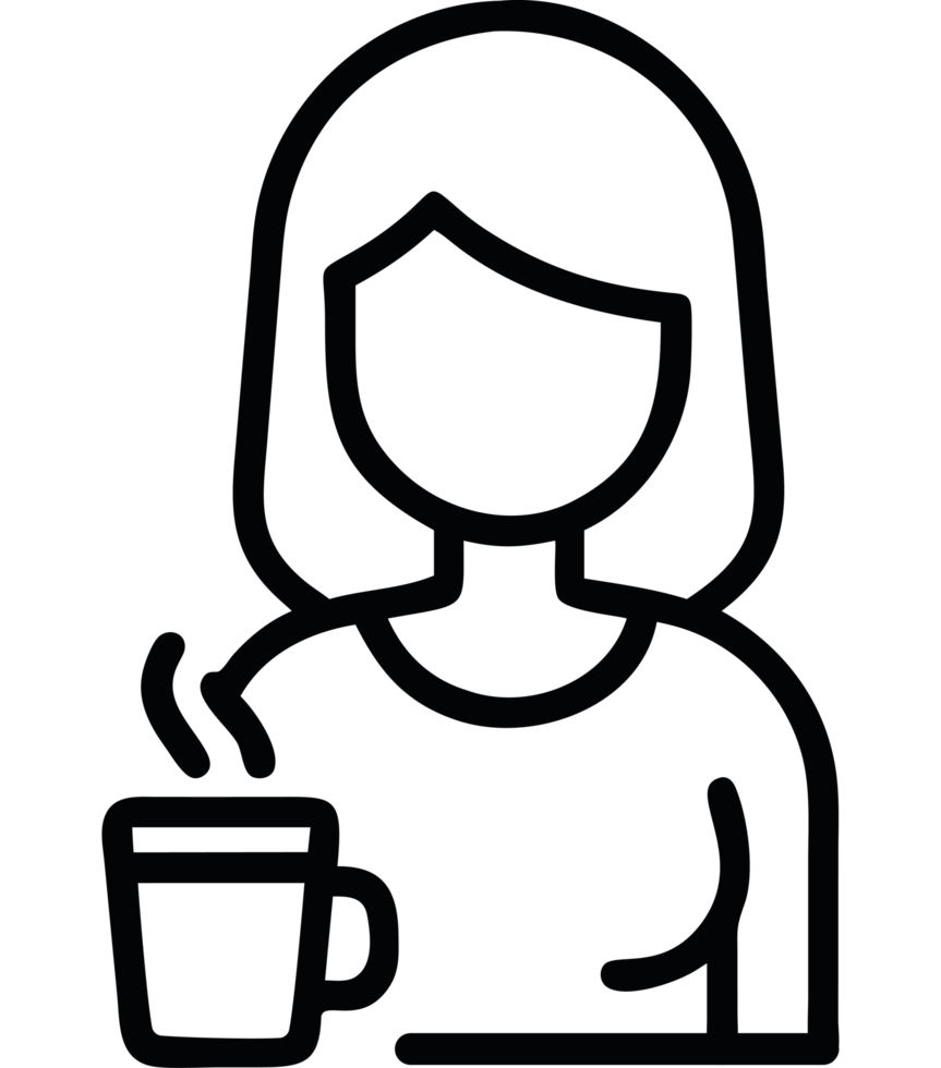 Business Woman Icon Coffee Break Relax Outline png