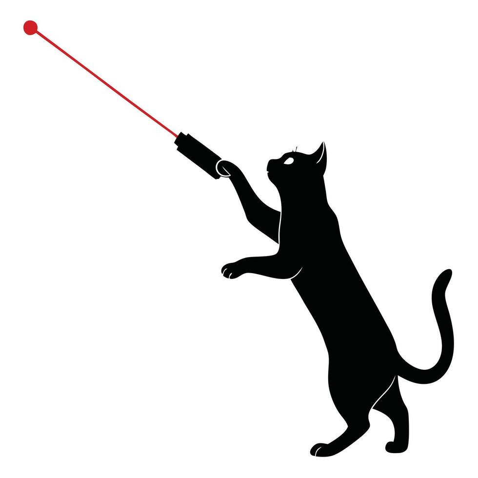 Cat Silhouette Playing With A Laser Pointer vector