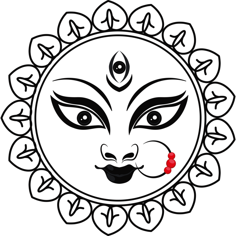 goddess durga face in round frame png