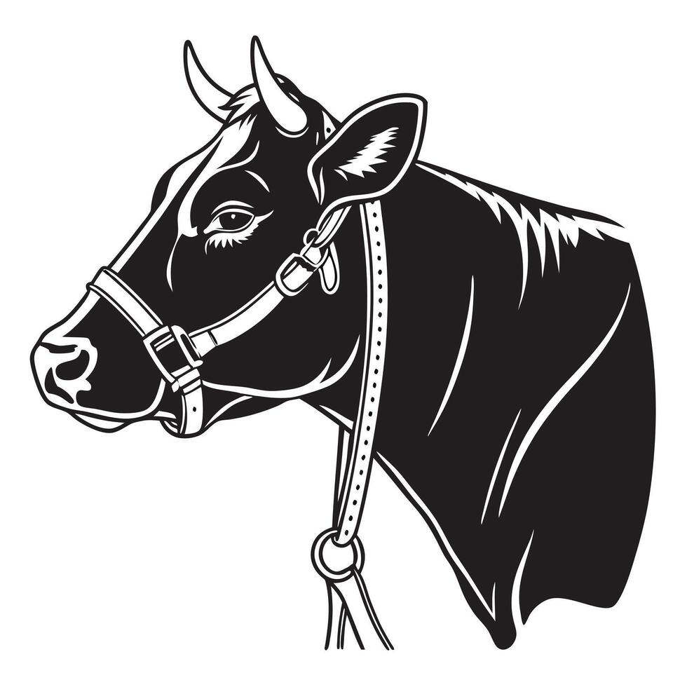 Cow Head With Bridle Design vector