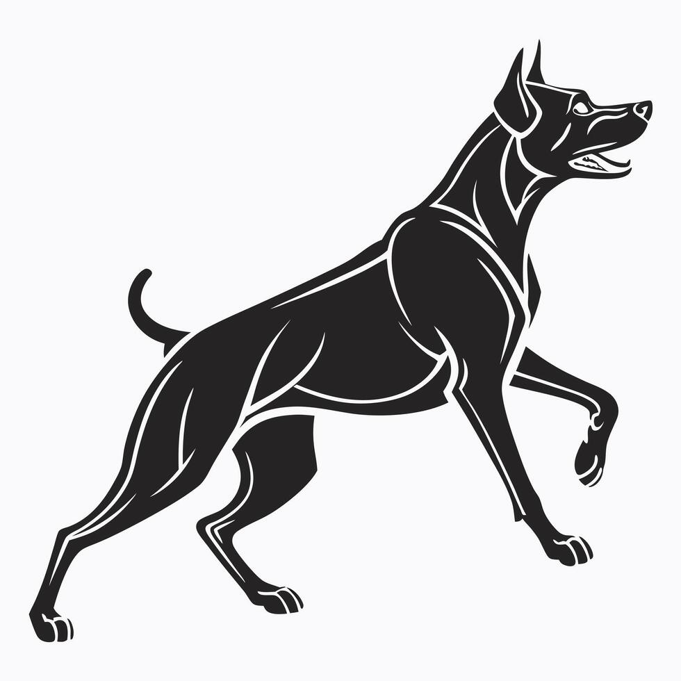 Doberman Pinscher Elegant Black Silhouette vector