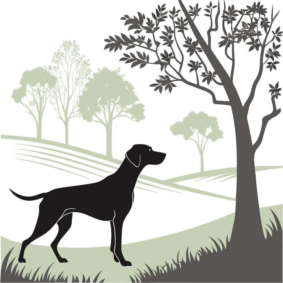 Dog Silhouette In Nature Illustration vector