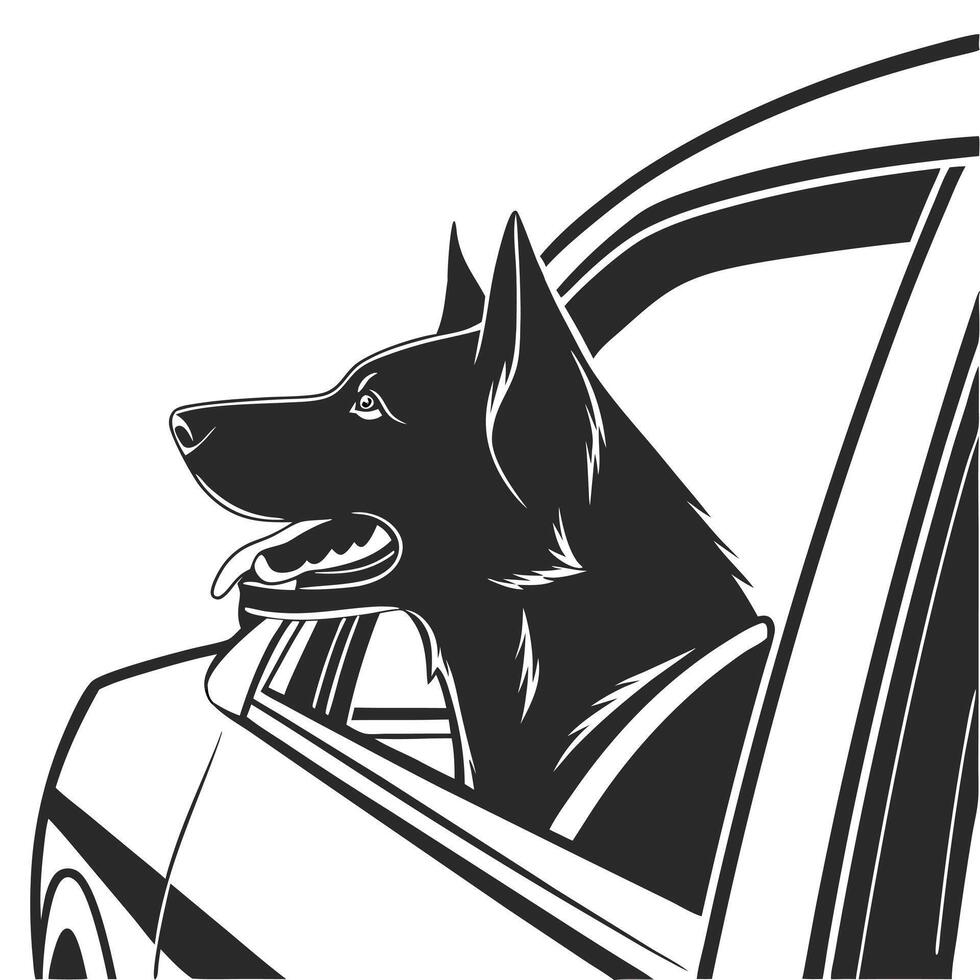 Dog Enjoying A Car Ride vector