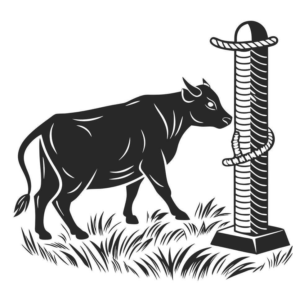Cow With A Scratching Post vector