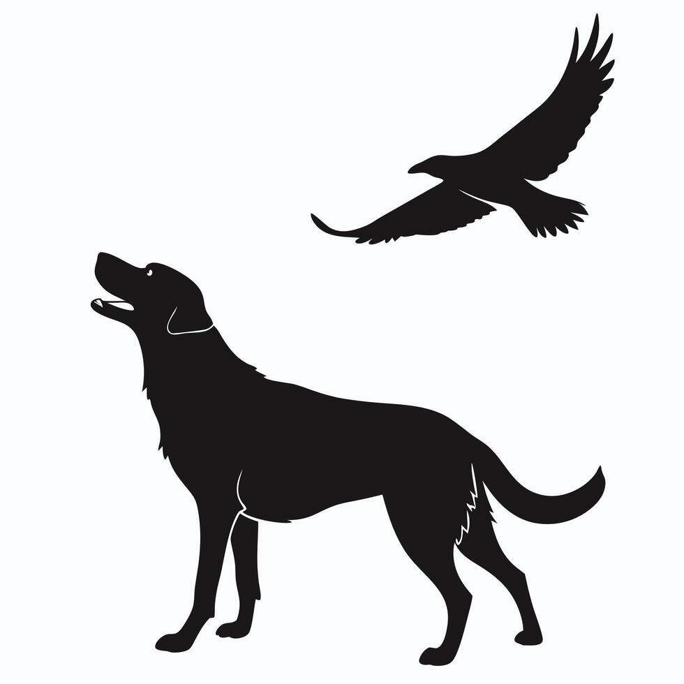 Dog And Bird Silhouette Design vector