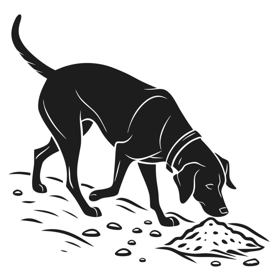 Dog Sniffing The Ground Graphic Illustration vector