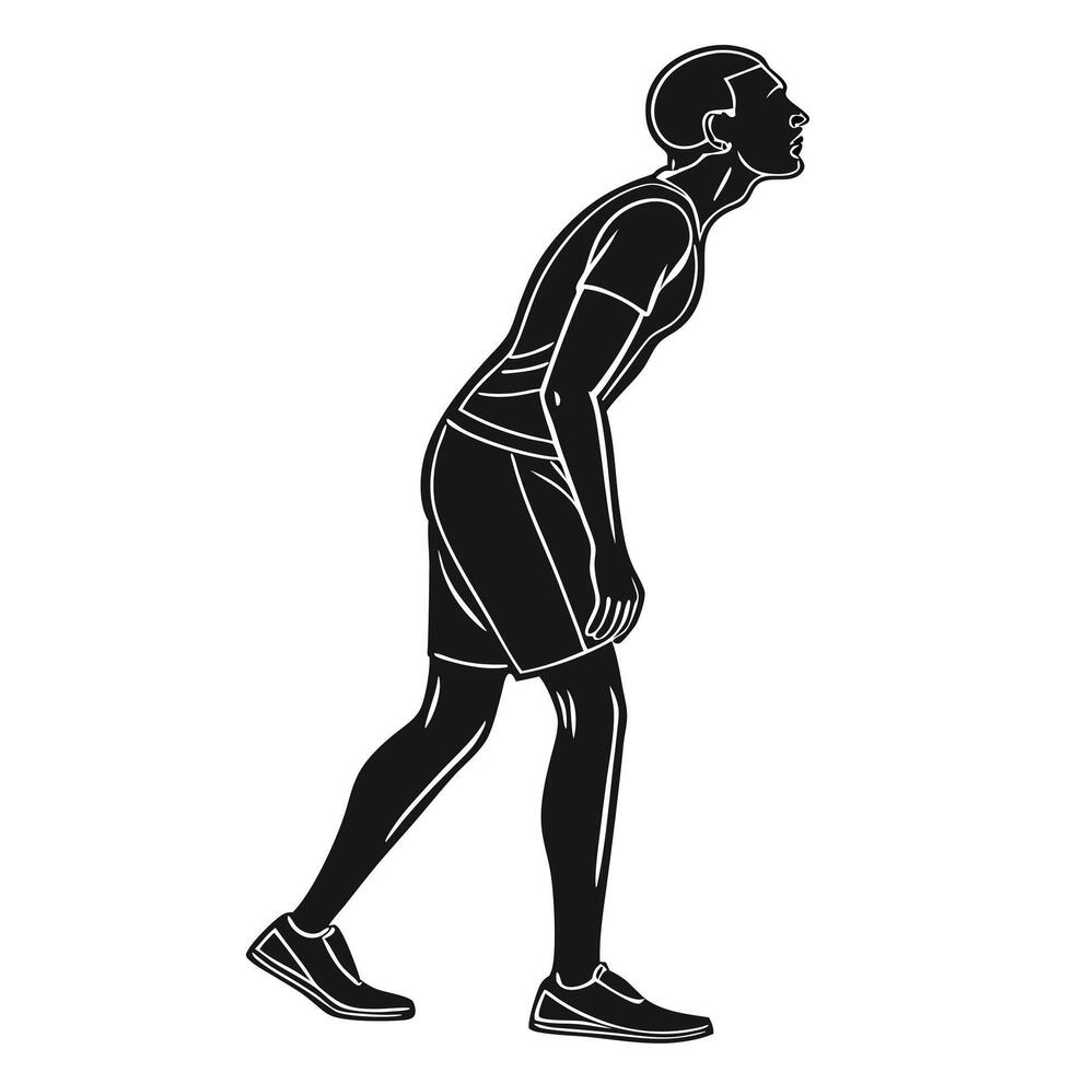 Exhausted Runner Resting Black Icon vector