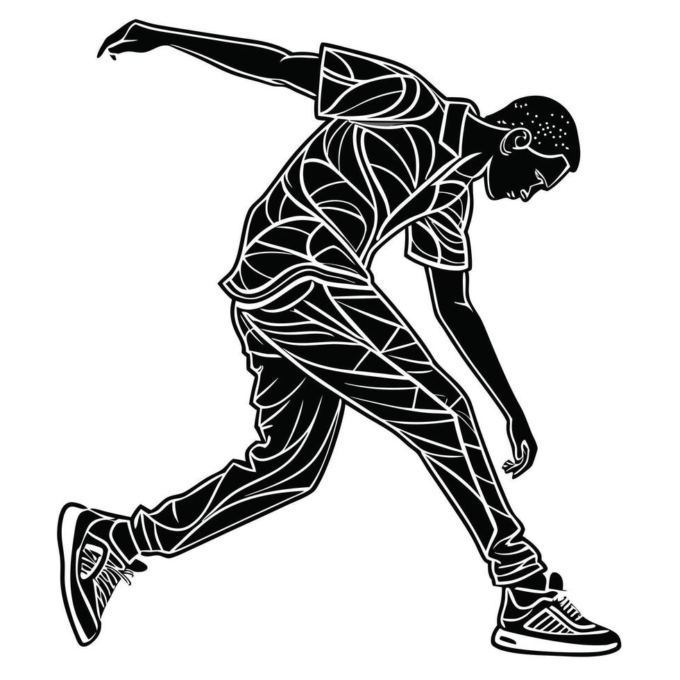 Dynamic Dancer Artistic Black And White Design vector