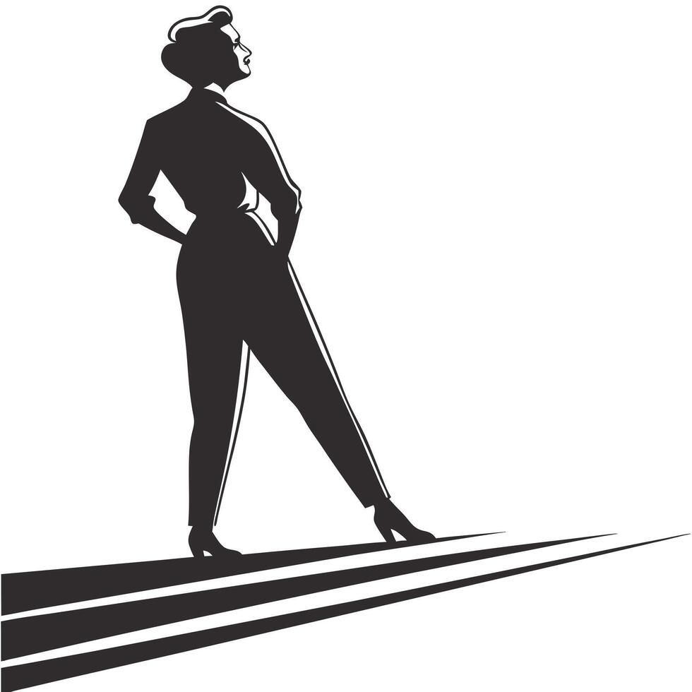 Elegant Silhouette Of Woman In Monochrome vector