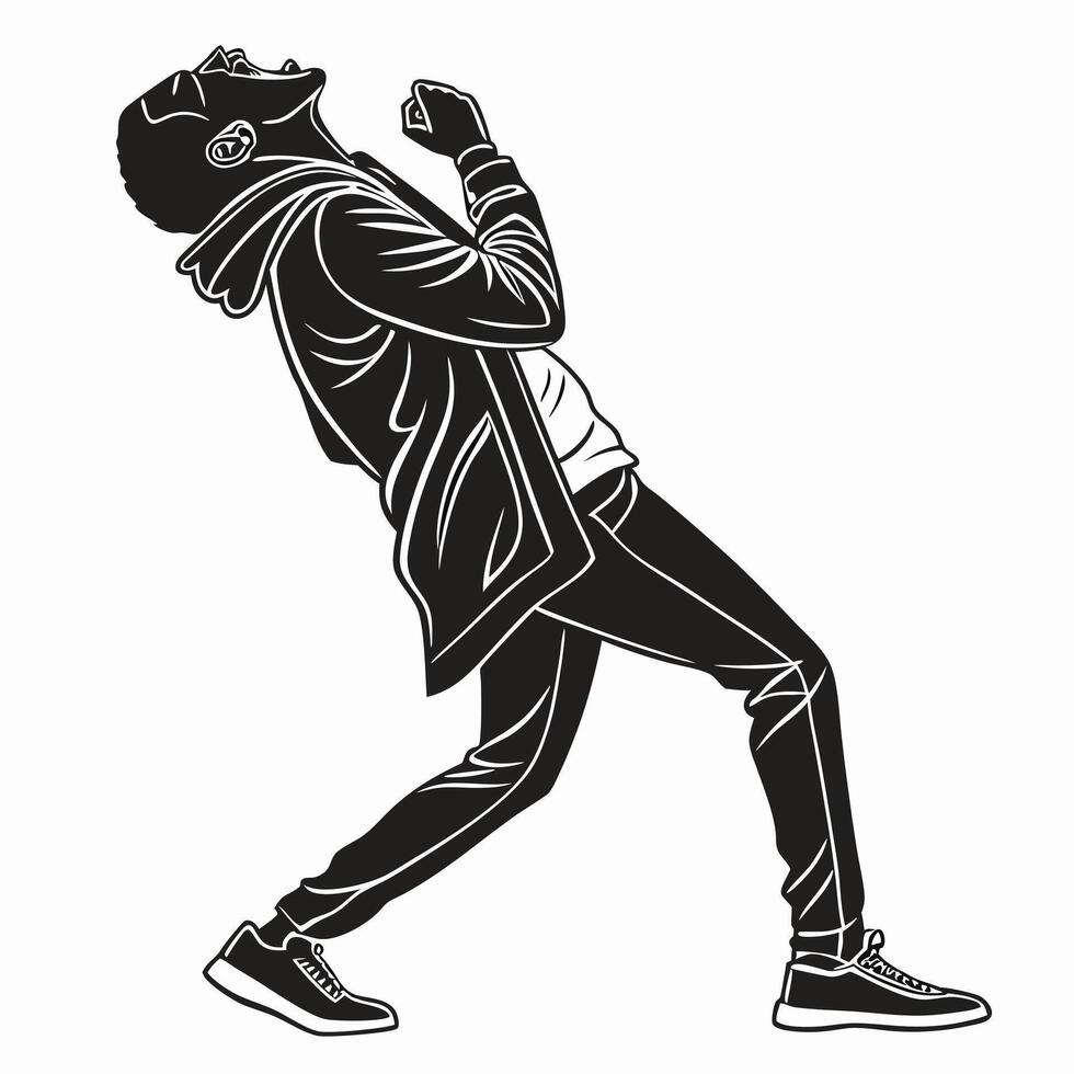 Ecstatic Man Raising Fist In Air vector