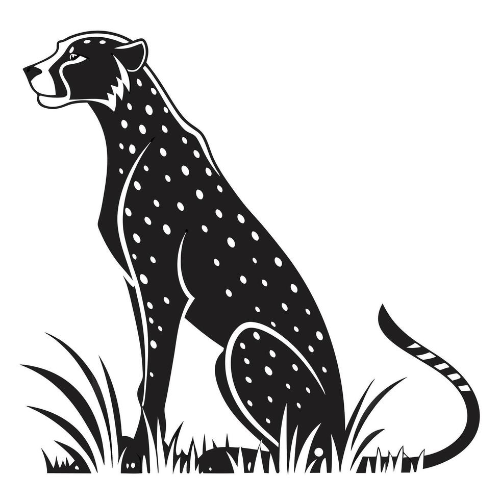 Elegant Cheetah Silhouette Illustration vector