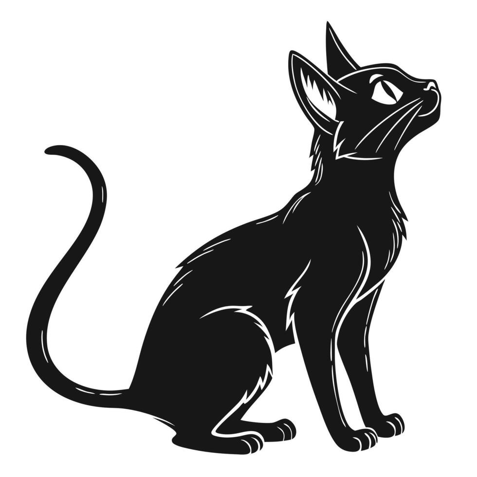 Elegant Black Cat Sitting Silhouette vector