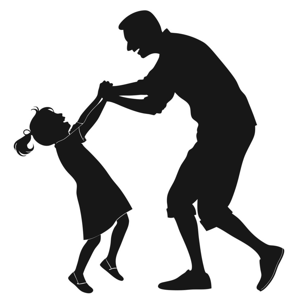 Father And Daughter Playing Silhouette Style vector