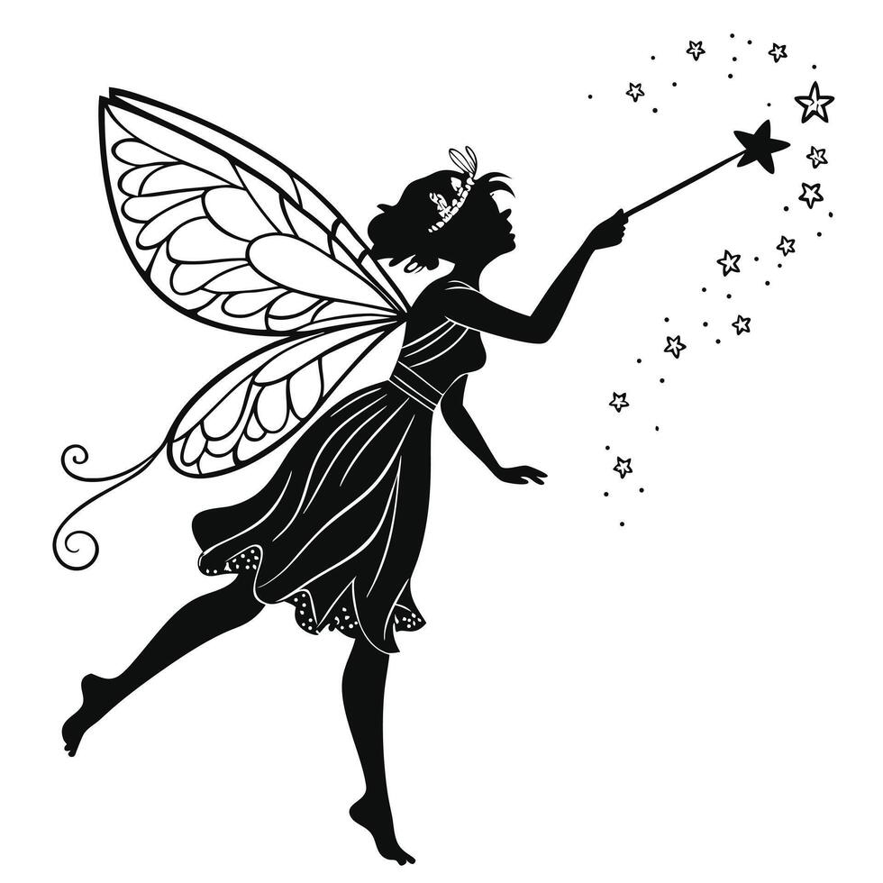 Fairy Casting A Spell With Magic Wand vector