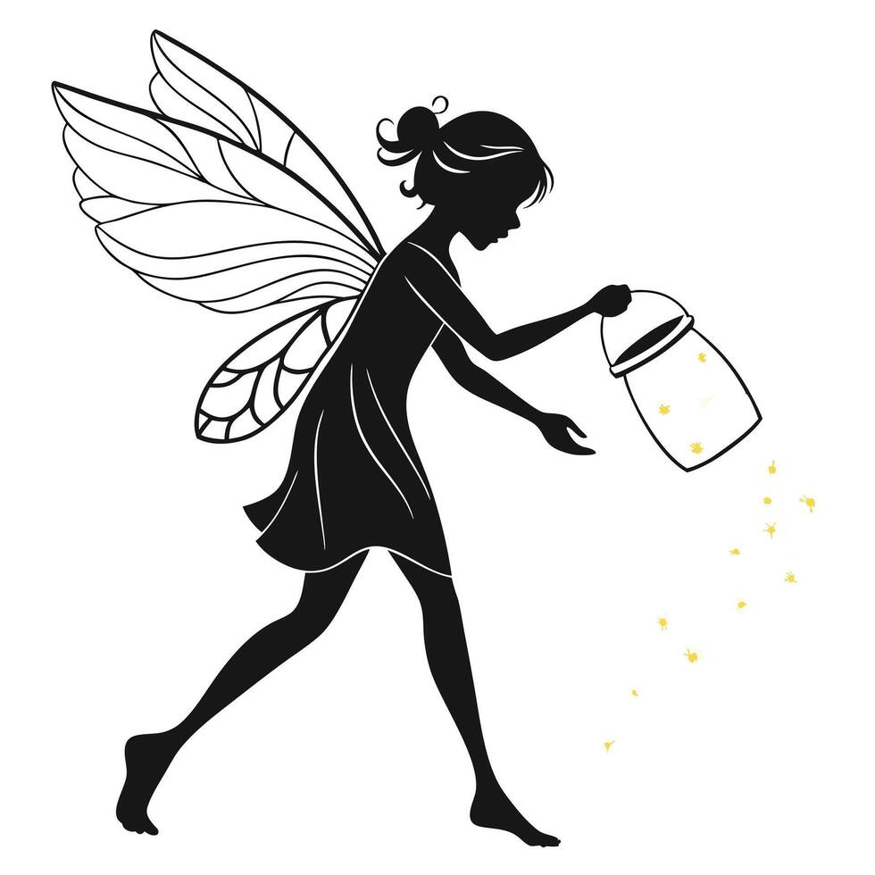 Fairy Sprinkling Magic Dust Silhouette vector
