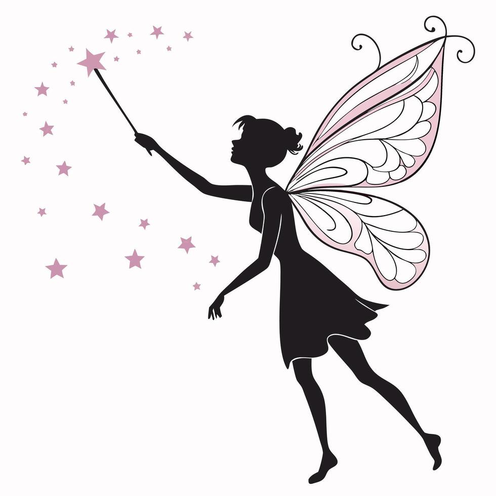 Fairy With Wings And Magic Wand vector
