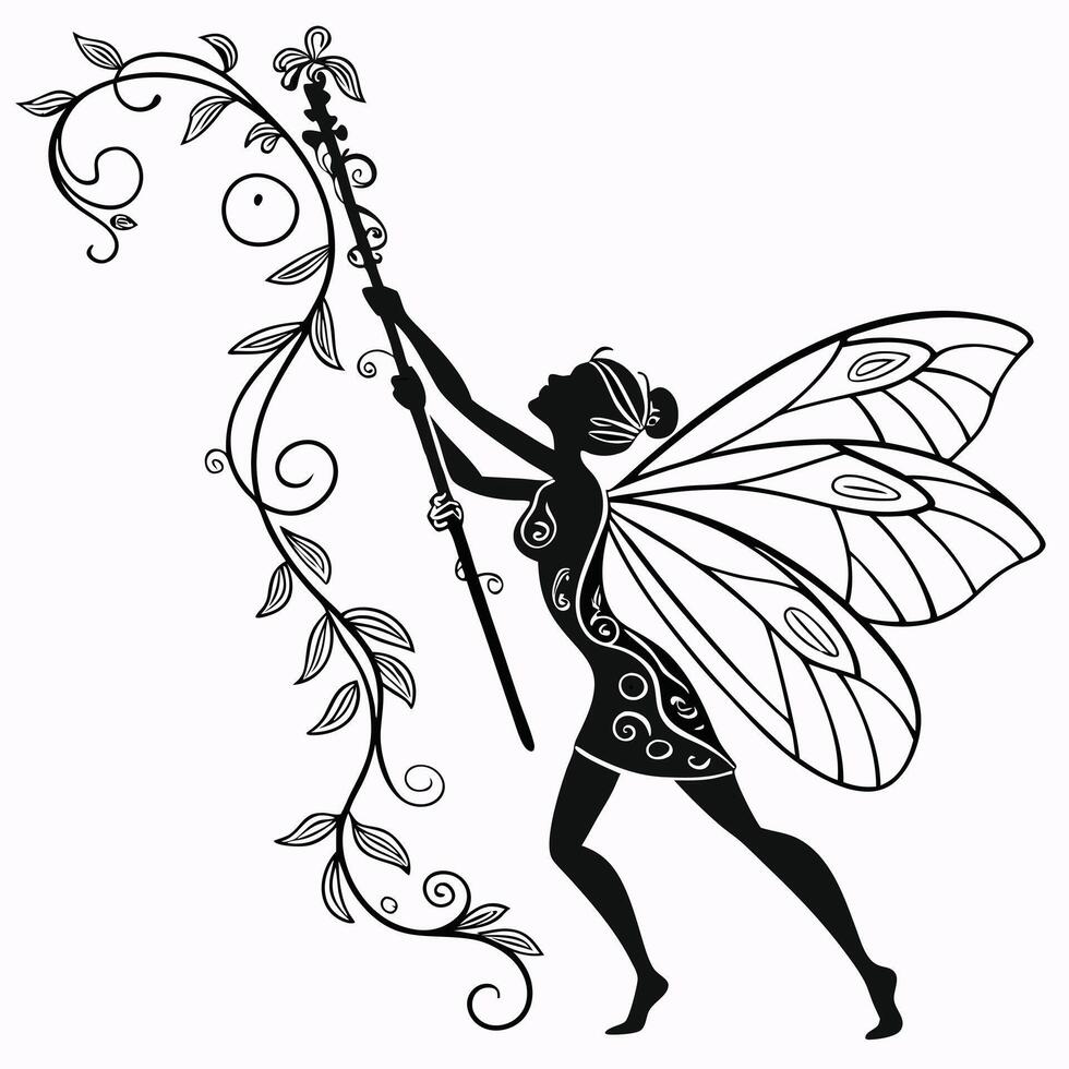 Fairy With Vine Illustration vector