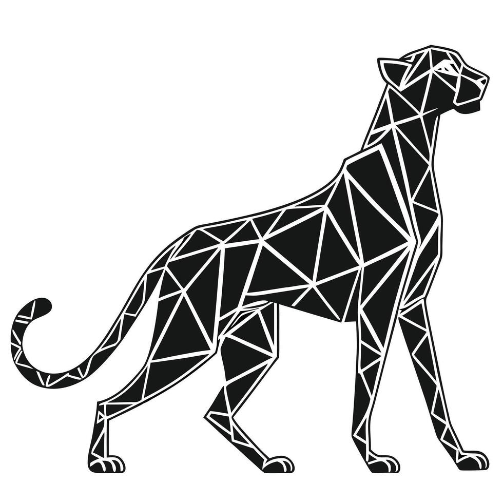 Geometric Panther Illustration Black And White vector