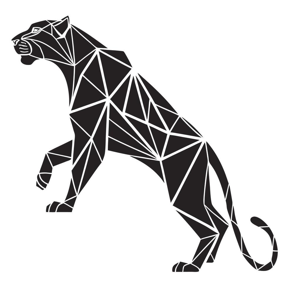 Geometric Black Panther Isolated Illustration vector