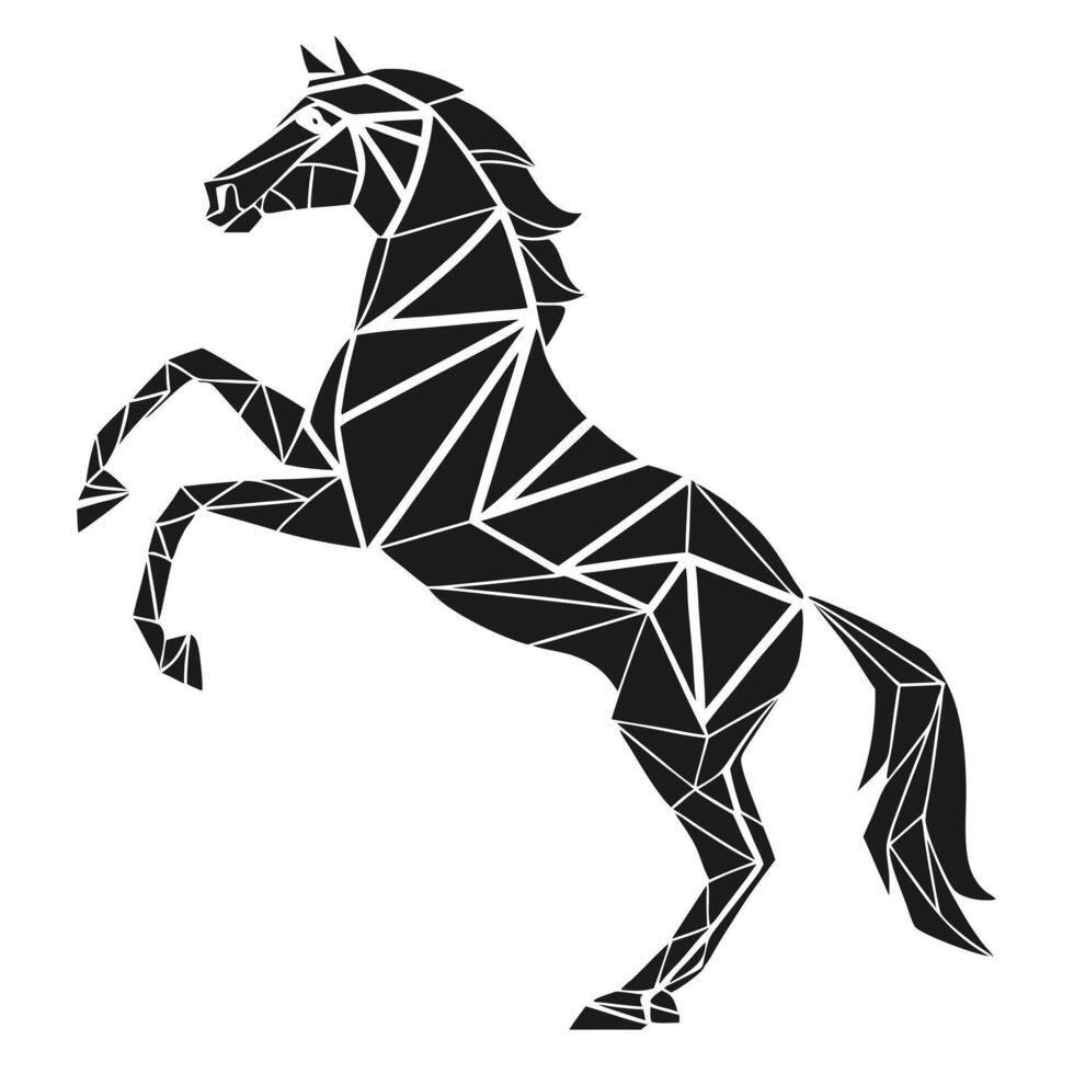 Geometric Style Rearing Black Horse vector