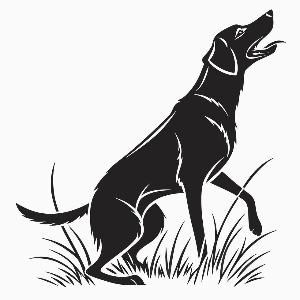 Labrador Retriever Silhouette Black And White vector