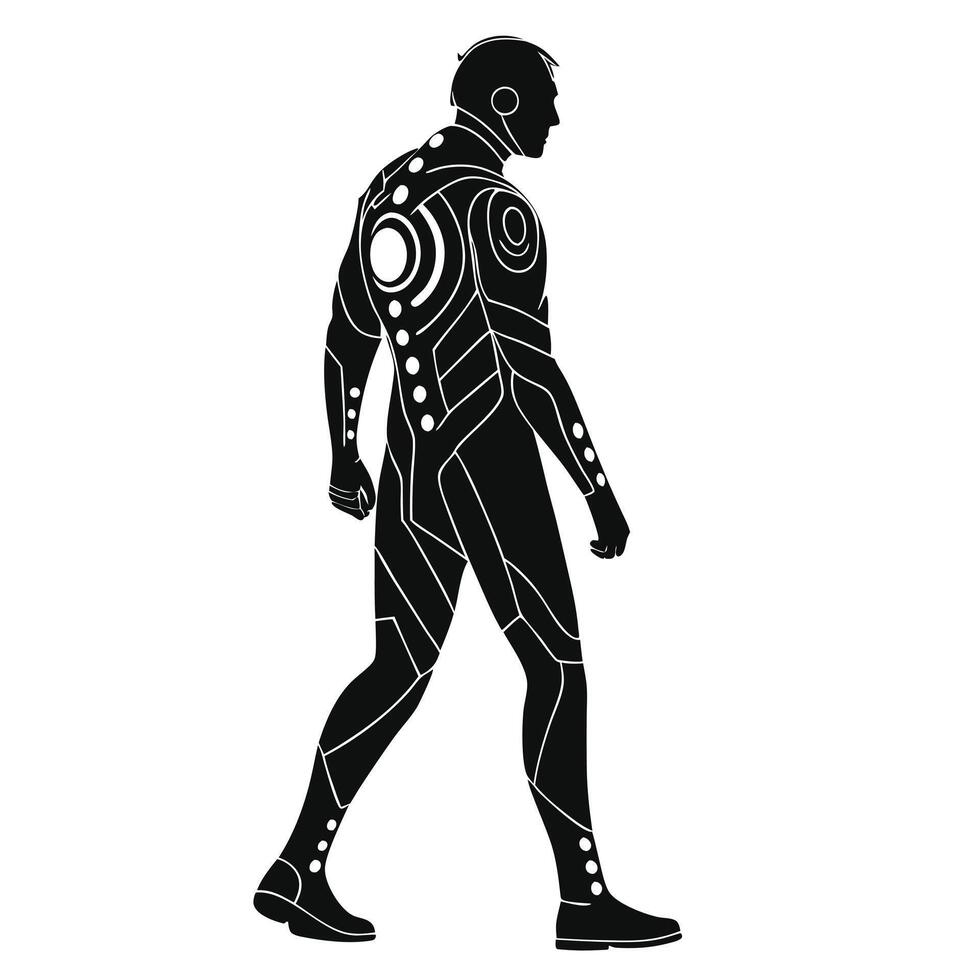 Futuristic Silhouette Man Walking Forward Design vector