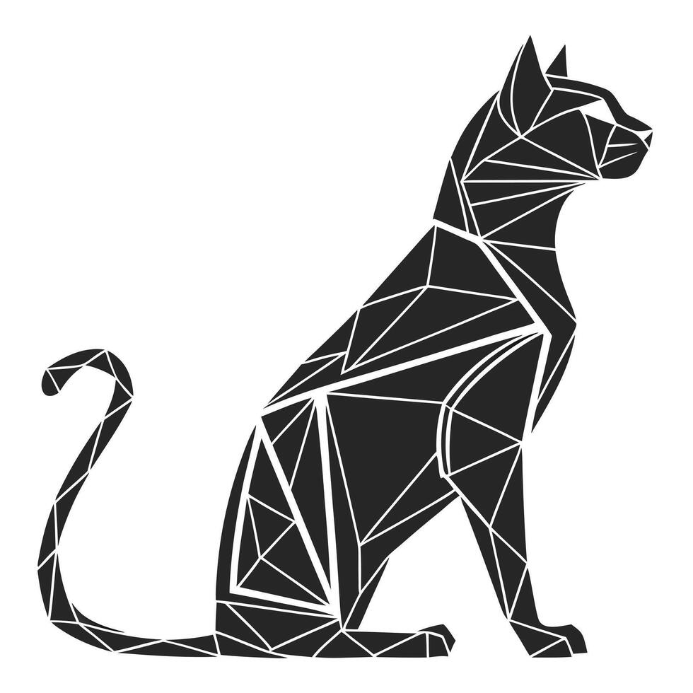 Geometric Cat Silhouette Polygonal vector