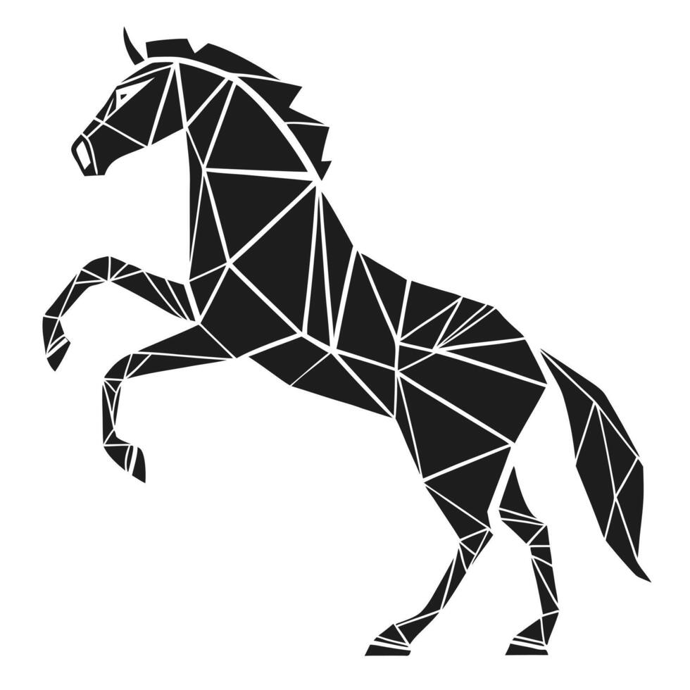 Geometric Horse Rearing Black And White vector