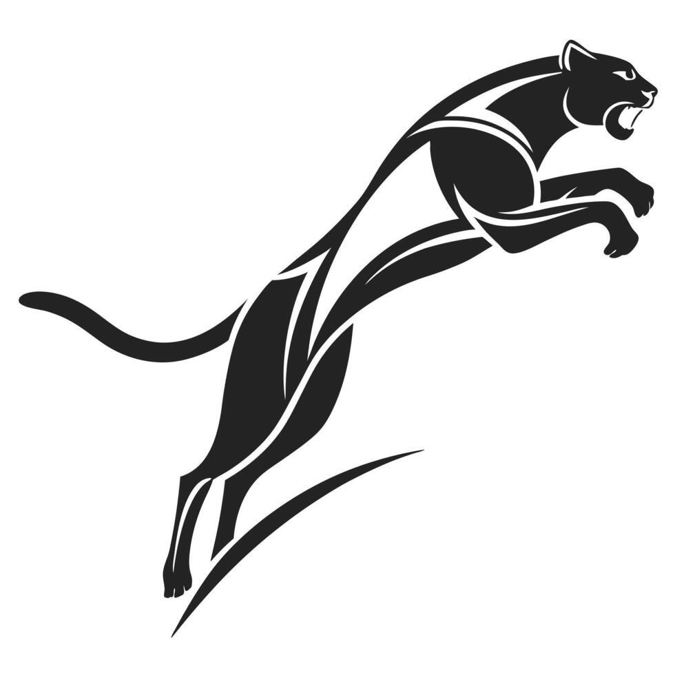Leaping Panther Black Silhouette Graphic Design vector