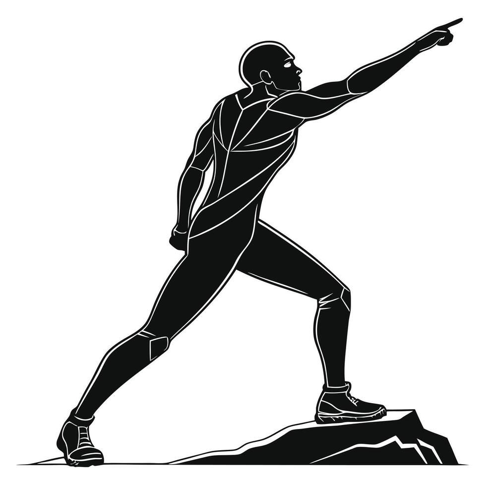 Man Reaching Forward On Mountain Peak vector