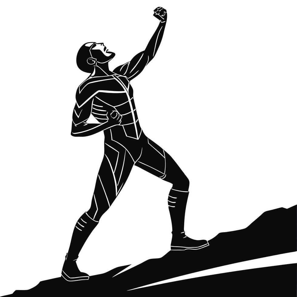 Man Silhouette Climbing Success Upwards vector