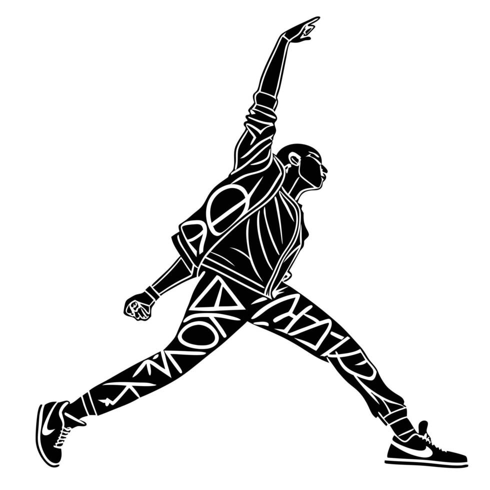 Man Jumping Black And White vector
