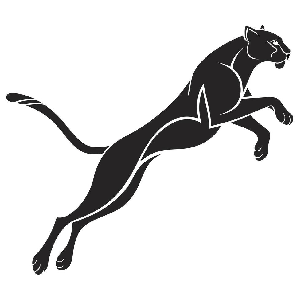 Leaping Black Panther Silhouette Graphic vector