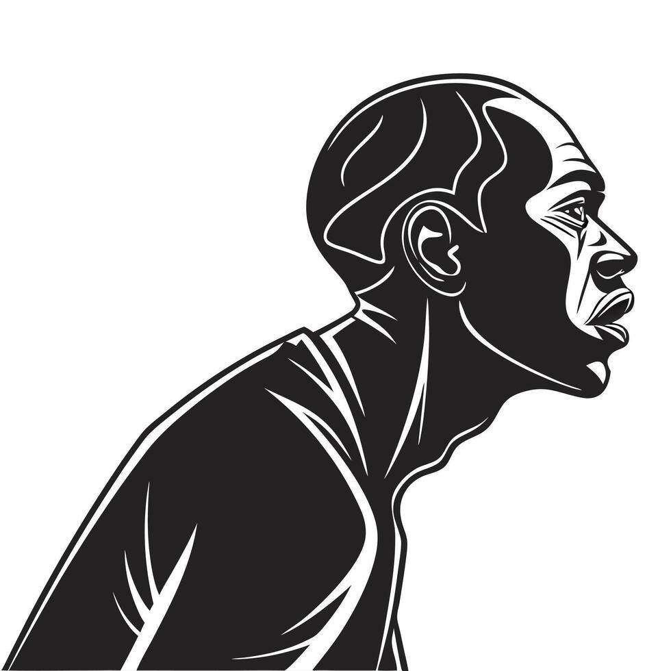 Man Profile Black And White Graphic vector