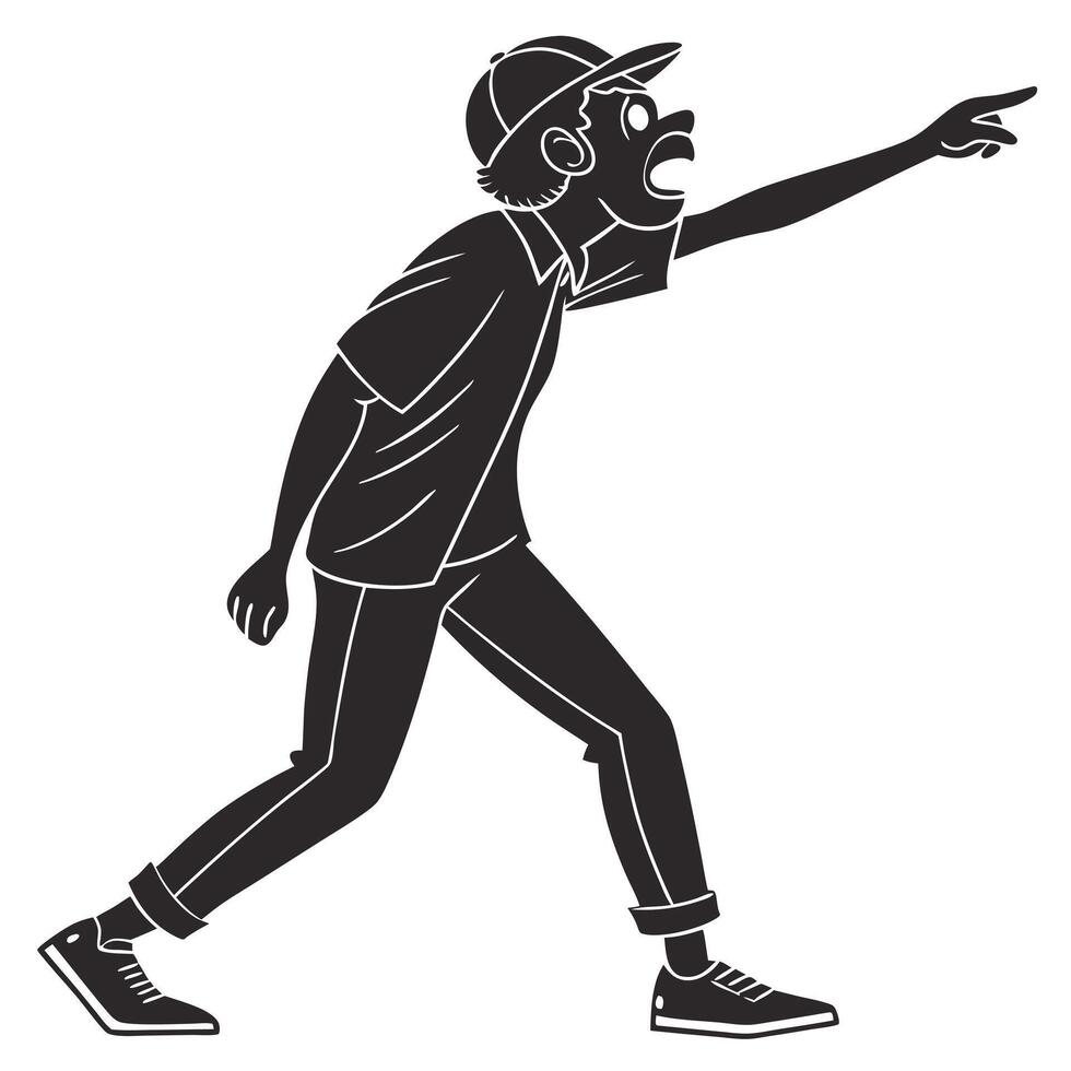 Man Points Angrily Black And White vector