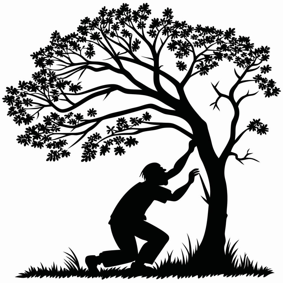 Man With Tree Silhouette Graphic vector
