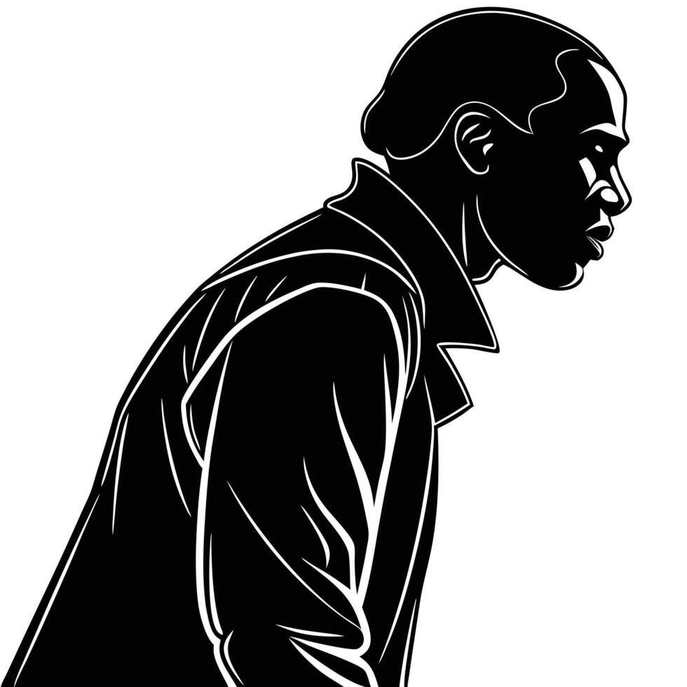 Monochrome Illustration Of A Mans Profile vector