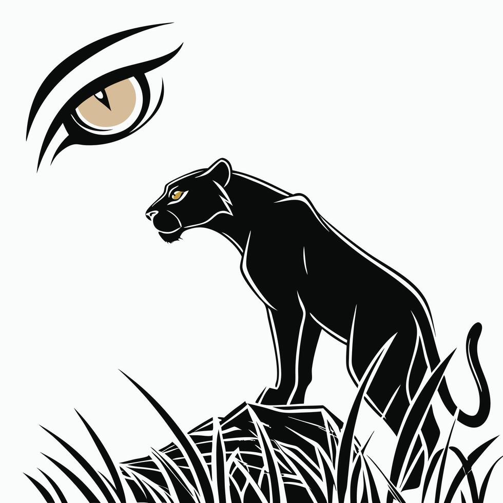 Panther Eye Illustration On White vector