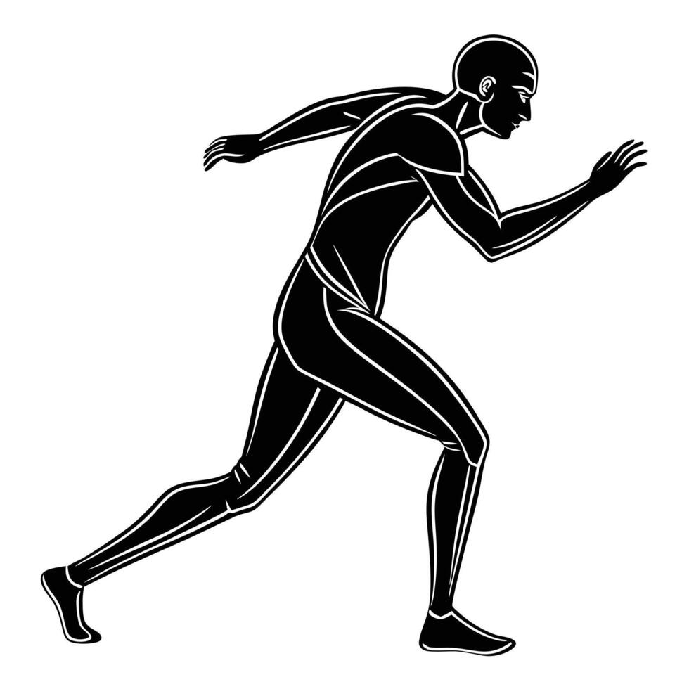 Monochrome Runner Silhouette In Motion vector
