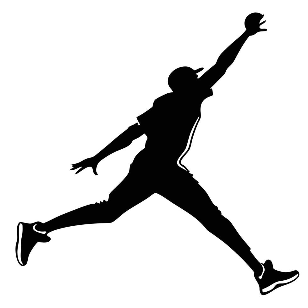 Silhouette Baseball Player Catching Ball Illustration vector