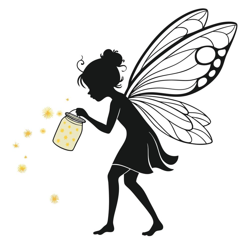 Silhouette Fairy Releasing Glowing Stardust vector