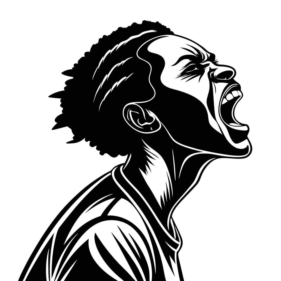 Screaming Man In Black And White vector