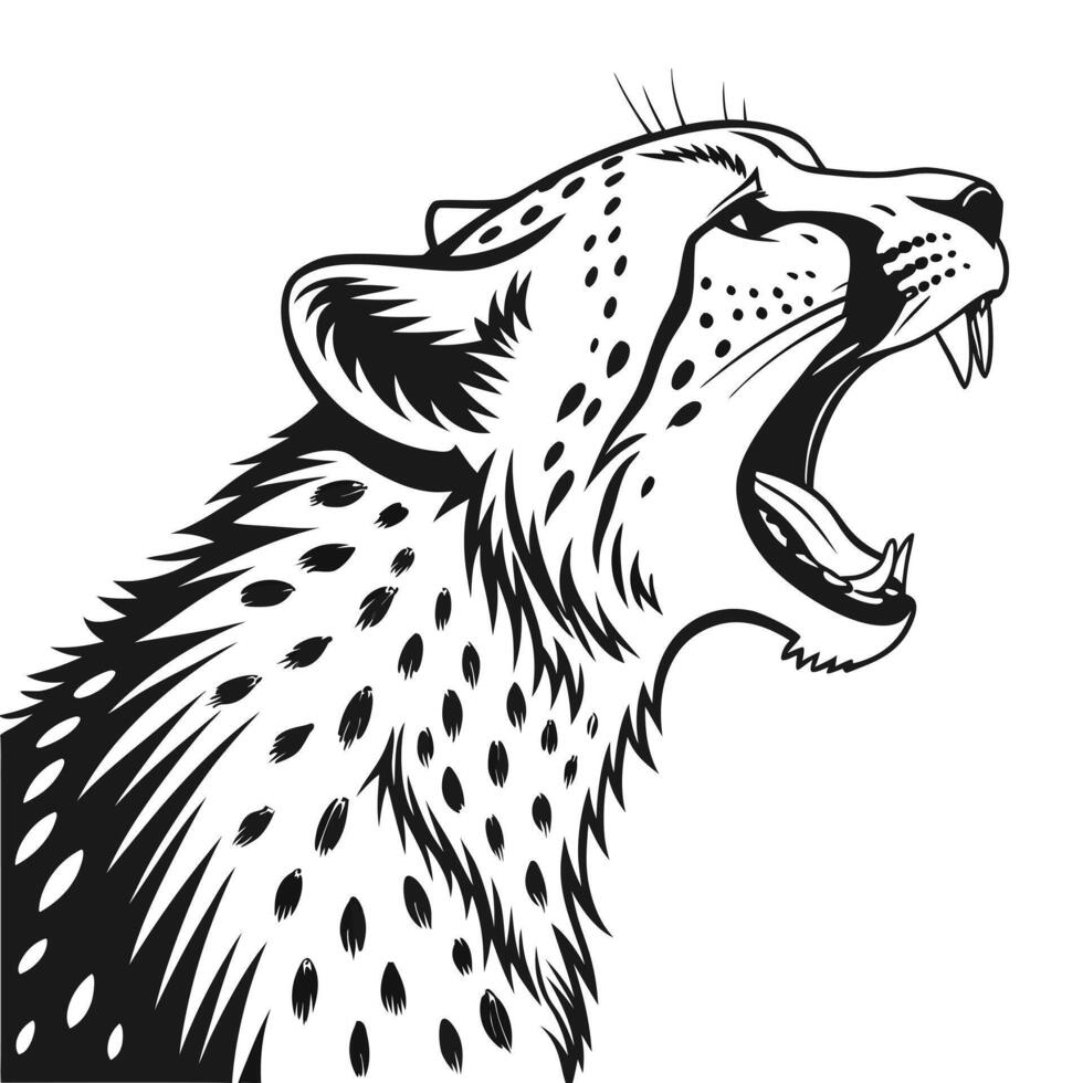 Roaring Cheetah Black And White vector