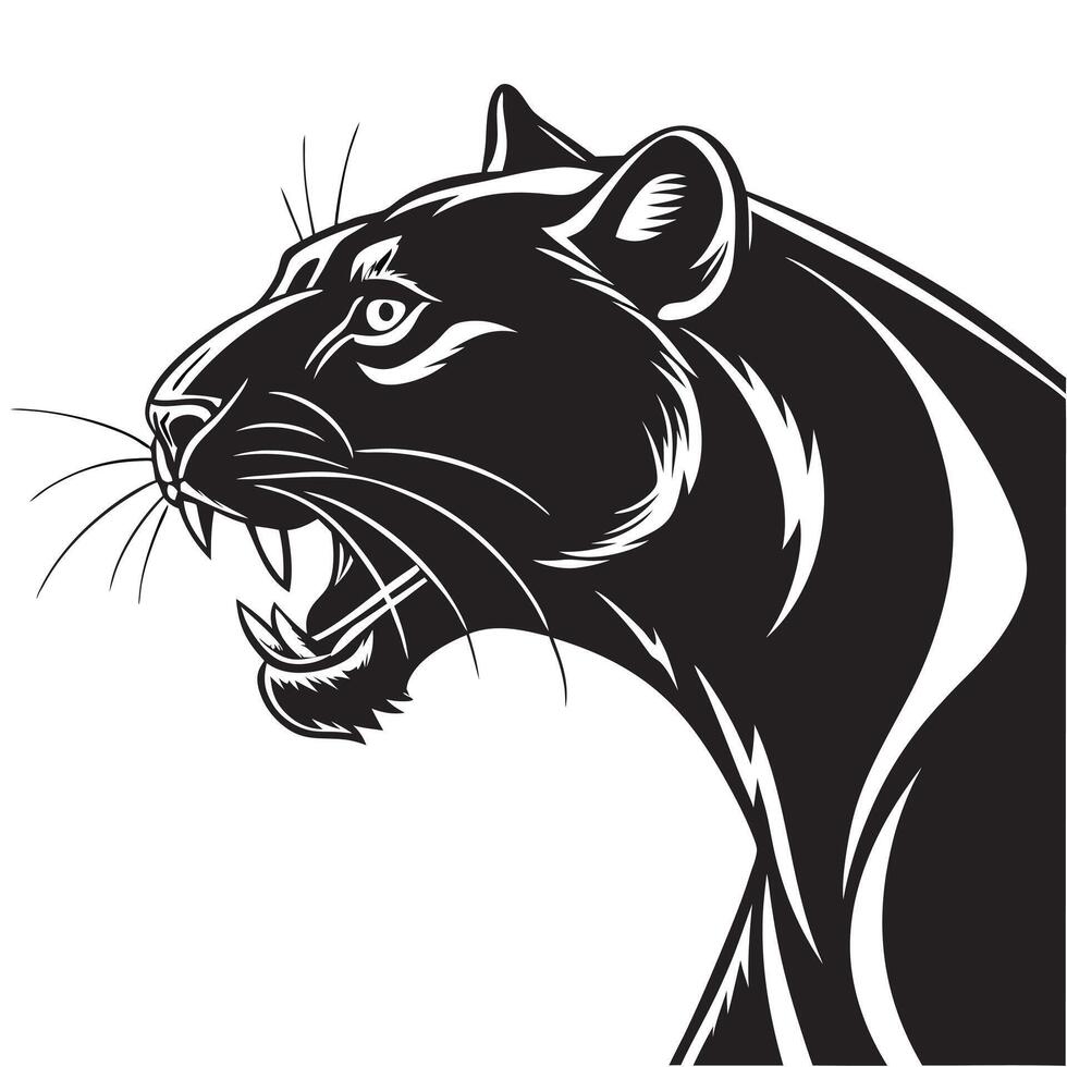 Roaring Panther Head Black And White vector