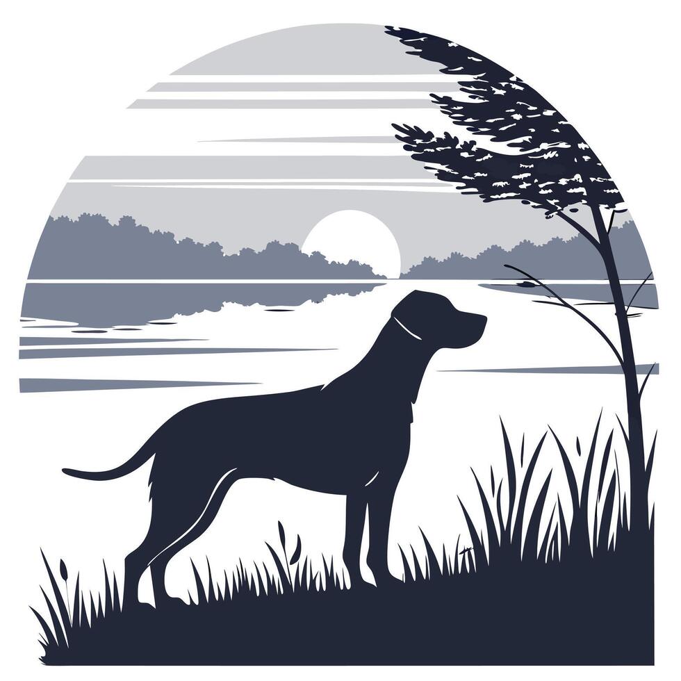 Silhouette Dog Landscape Nature Graphic vector