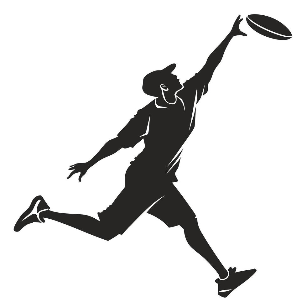Silhouette Athlete Catching Flying Disc Sport vector