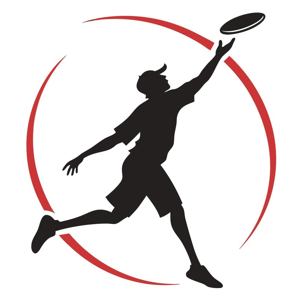 Silhouette Athlete Catching Flying Disc vector