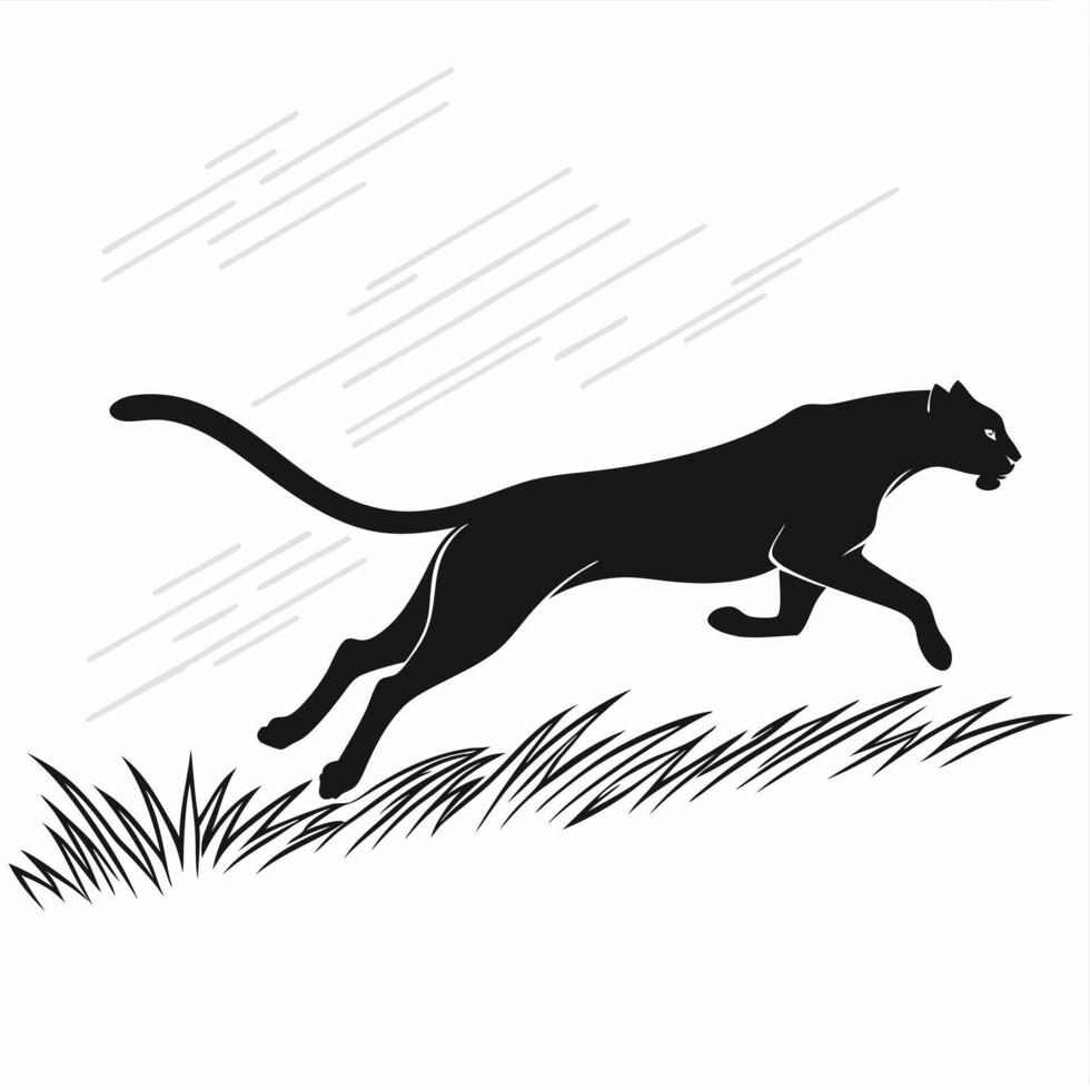 Running Black Panther Silhouette Image vector
